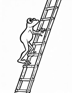 Frosch klettert auf Leiter