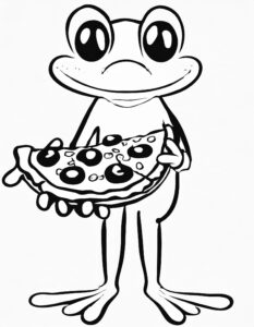 Frosch mit Pizzastück