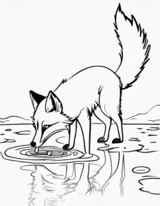 Fuchs trinkt aus Pfütze