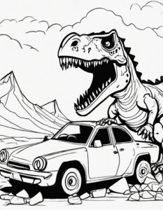 T-Rex zerstört Auto