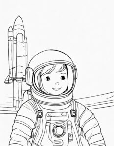 Astronaut mit startender Rakete