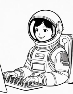 Astronaut tippt auf Tastatur
