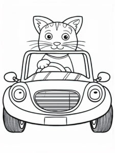 Katze fährt Auto