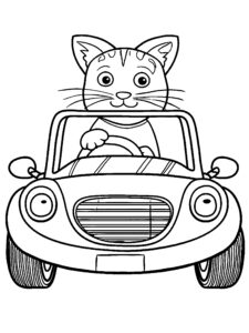 Katze fährt Auto